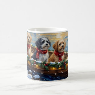 Taza De Café Barca de vacaciones de Navidad de Lhasa Apso