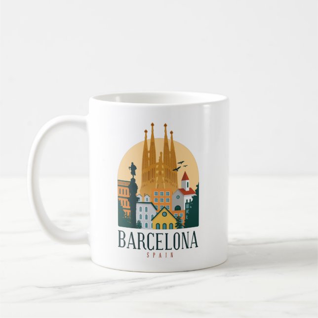 Taza De Café Barcelona España Skyline Coffee Mug (Izquierda)