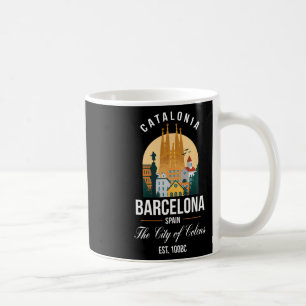 Taza De Café Barcelona España Skyline Souvenirs Vacaciones fami