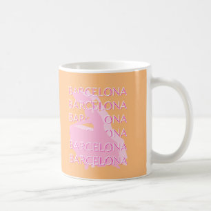 Taza De Café Barcelona Travel Art, España, Naranja, Rosa