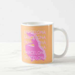 Taza De Café Barcelona Travel Art, España Travel Art, Naranja