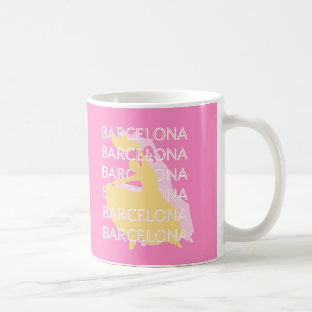 Taza De Café Barcelona Travel Art, España, Travel Art, Pink (Derecha)