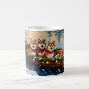 Taza De Café Barco de Navidad de Shiba Inu Fiesta
