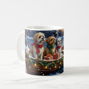 Taza De Café Barco de Navidad del Shih Tzu Fiesta