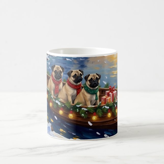 Taza De Café Barco de Navidad Pug Fiesta (Centro)