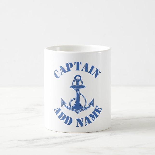 Taza De Café Barco de nombre de capitán personalizado (Centro)