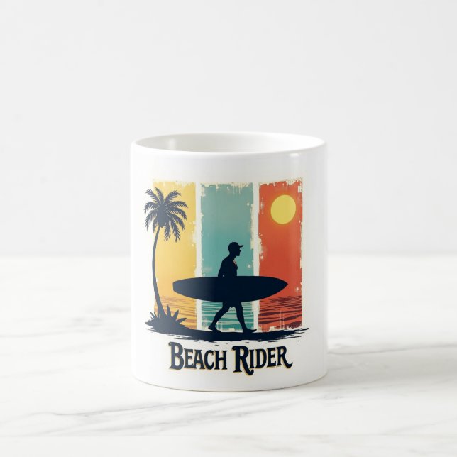 Taza De Café Barco de ☕ Retro Surfer Tropical (Centro)