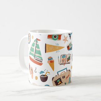 Taza De Café Barco de Vela de Viajes de Aventura, Brújula y Vac