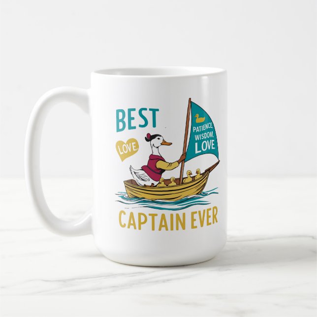 Taza De Café Barco de vela Mama Duck & Babies - Artes de viaje  (Izquierda)