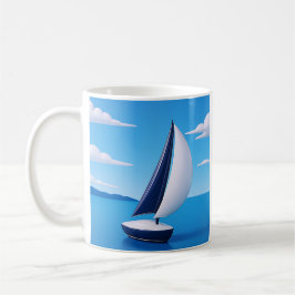 Taza De Café Barco de vela tranquilo océano 