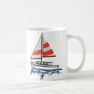 Taza De Café Barco de vela tropical estilizado