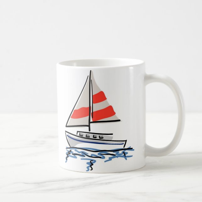 Taza De Café Barco de vela tropical estilizado (Derecha)