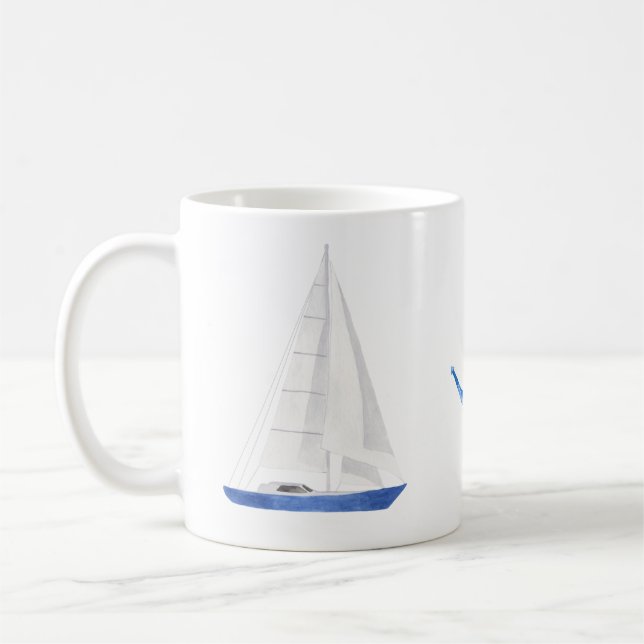 Taza De Café Barco de vela y náutica azul (Izquierda)