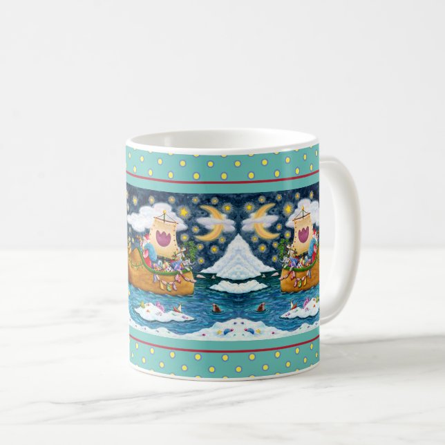 TAZA DE CAFÉ BARCO HOLANDÉS SHOE SANTA, ICEBERGS, BALLENA, OSO  (Anverso derecho)