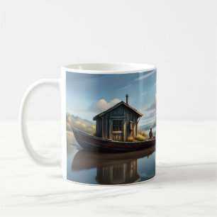 Taza De Café Barco largo, pequeña choza