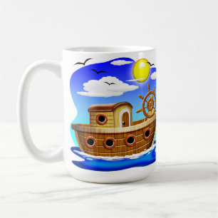 Taza De Café Barco Pesquero Dibujo Animado 