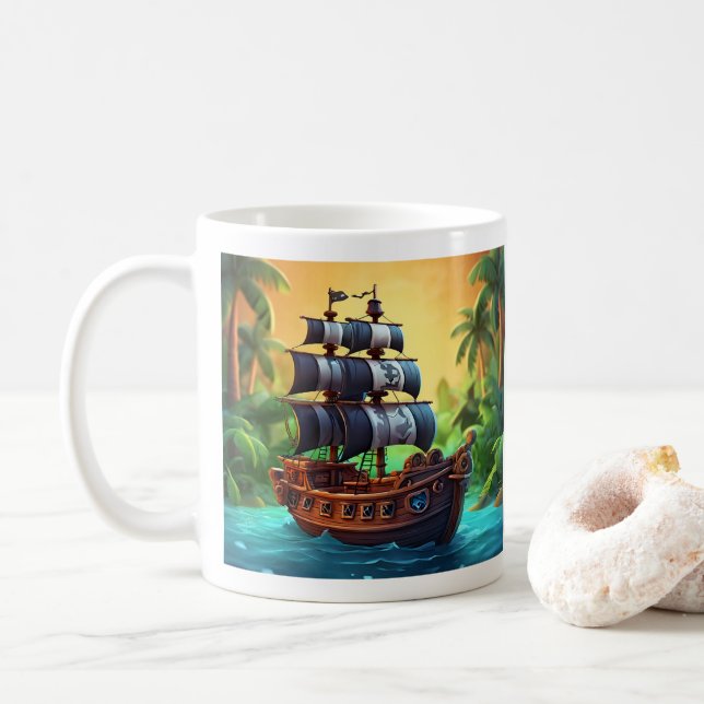 Taza De Café Barco pirata (Con donut)