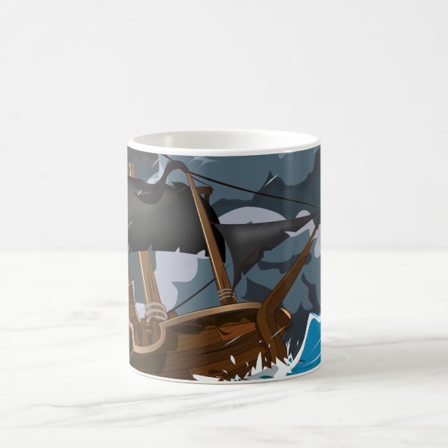 Taza De Café Barco pirata en tormenta (Centro)