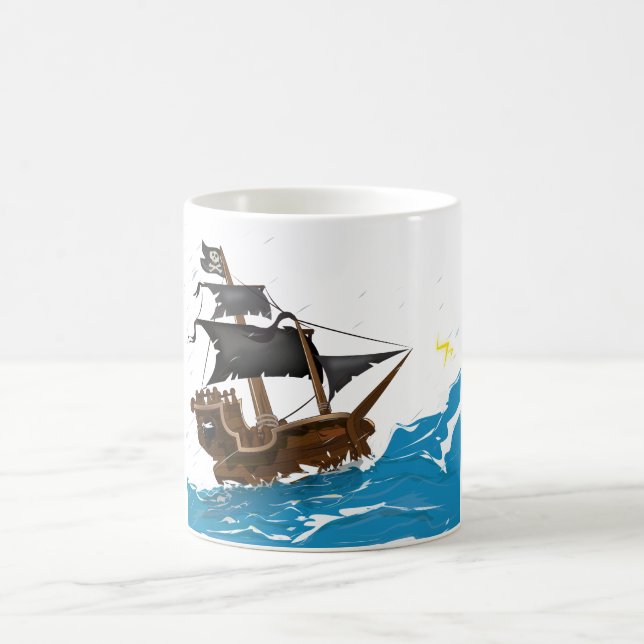 Taza De Café Barco pirata en tormenta (Centro)