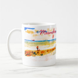 Taza De Café Barco rojo y playa en Mundesley, Norfolk