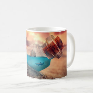 Taza De Café Barco y tiburón en la botella