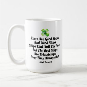 Taza De Café Barcos de la amistad irlandesa Proverbio trébol de