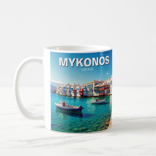 Taza De Café Barcos de las islas griegas Mykonos (Izquierda)