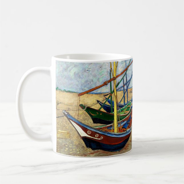 Taza De Café Barcos de pesca en la playa de Saintes-Maries - Va (Izquierda)