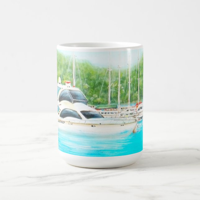 Taza De Café Barcos de yate morados de pintura australiana (Centro)