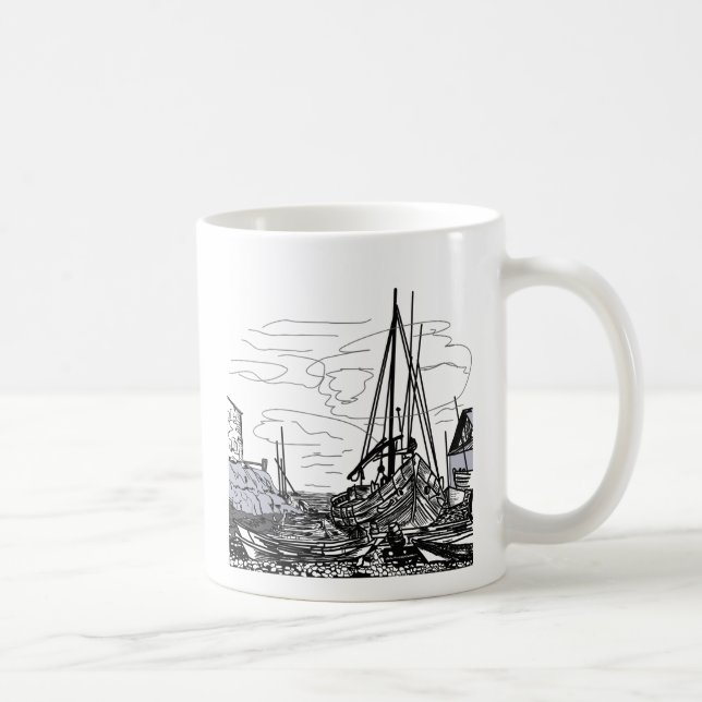 Taza De Café barcos en el mar (Derecha)