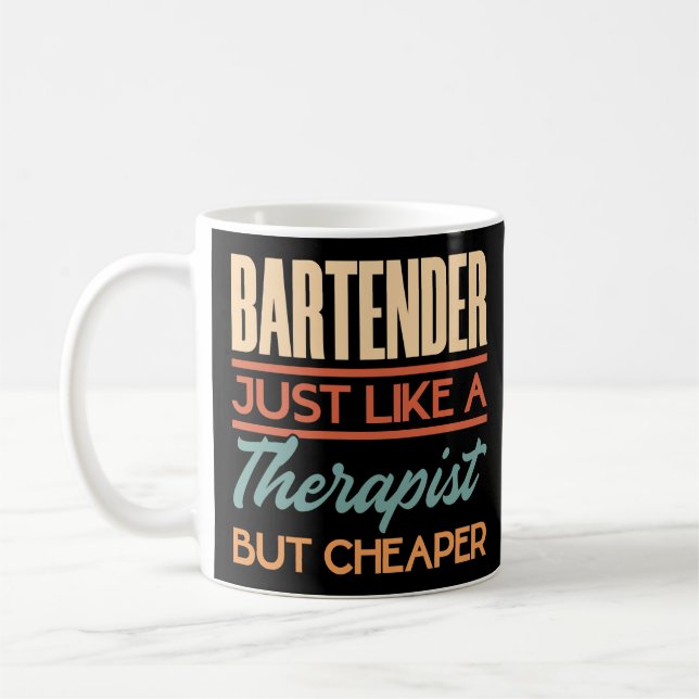 Taza De Café Barman Como Un Terapista Pero Más Barato (Izquierda)