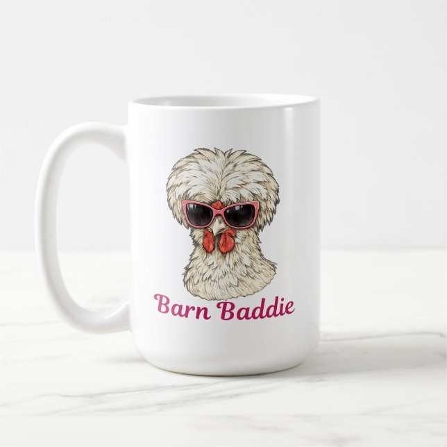 Taza De Café Barn Baddie Funny Glam Chicken in Pink Sunglasses  (Izquierda)