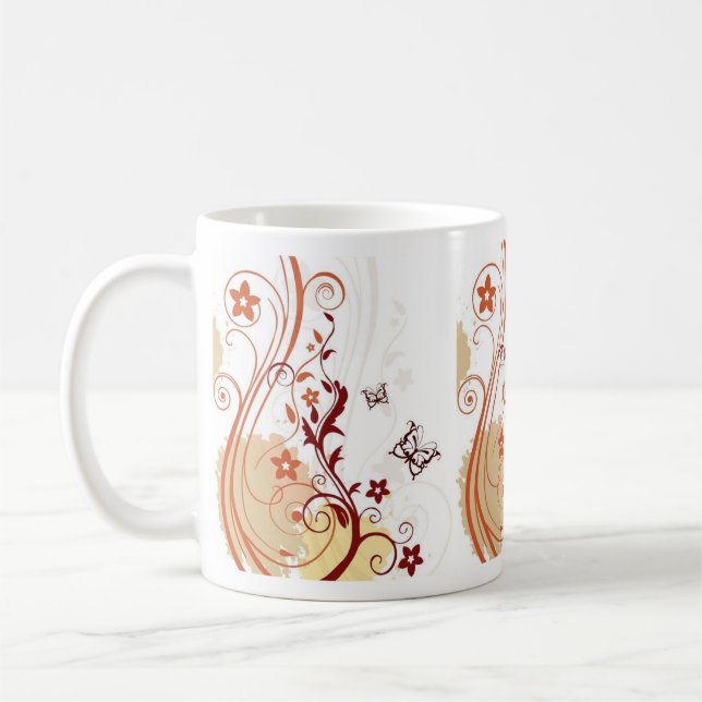 TAZA DE CAFÉ BARRA DE CAFÉ FLORAL DE DISEÑADOR (Izquierda)