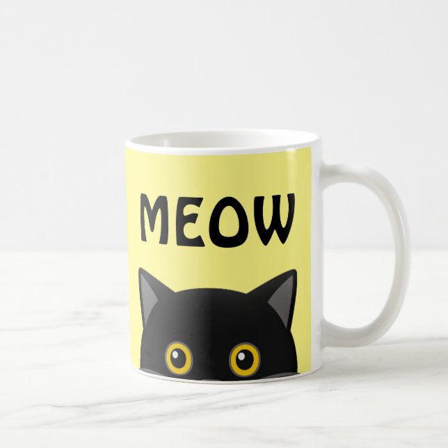 TAZA DE CAFÉ BARRAS DE CAFÉ DE MEOW DE GATO NEGRO (Derecha)