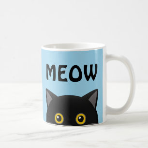 TAZA DE CAFÉ BARRAS DE CAFÉ DE MEOW DE GATO NEGRO