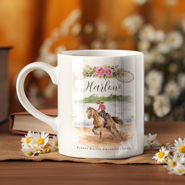 Taza De Café Barrel Racing Cowgirl | Monogram Rodeo (Subido por el creador)