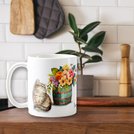 Taza De Café Barrera de flores de gatito