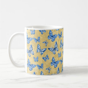 Taza De Café Barreras azules chinas vintage Damask
