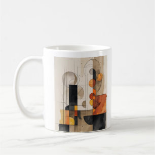 Taza De Café barrido abstracto de acuarela de bauhaus