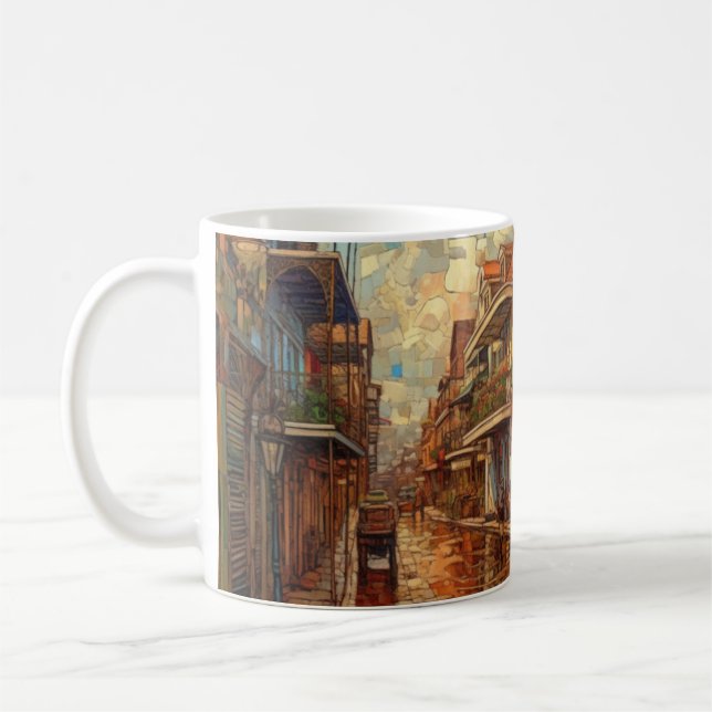 Taza De Café Barrio francés Nueva Orleans, estilo futurismo (Izquierda)