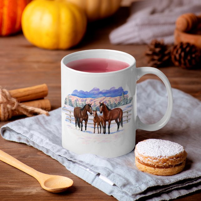 Taza De Café Barrio Marrón de caballos en Nieve (Subido por el creador)