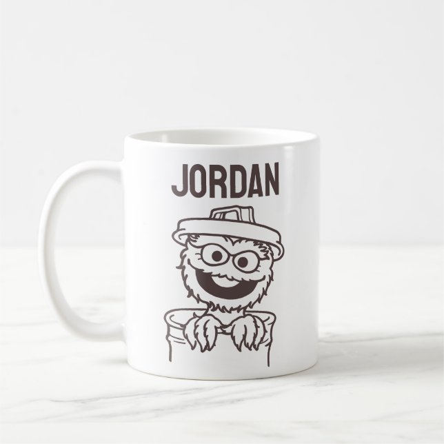 Taza De Café Barrio Sésamo | Oscar el Grouch | Añadir su nombre (Izquierda)