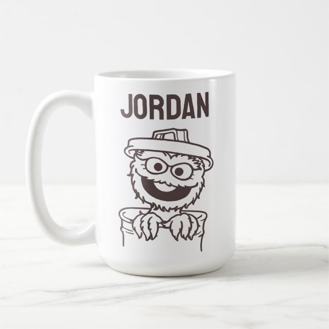 Taza De Café Barrio Sésamo | Oscar el Grouch | Añadir su nombre (Izquierda)