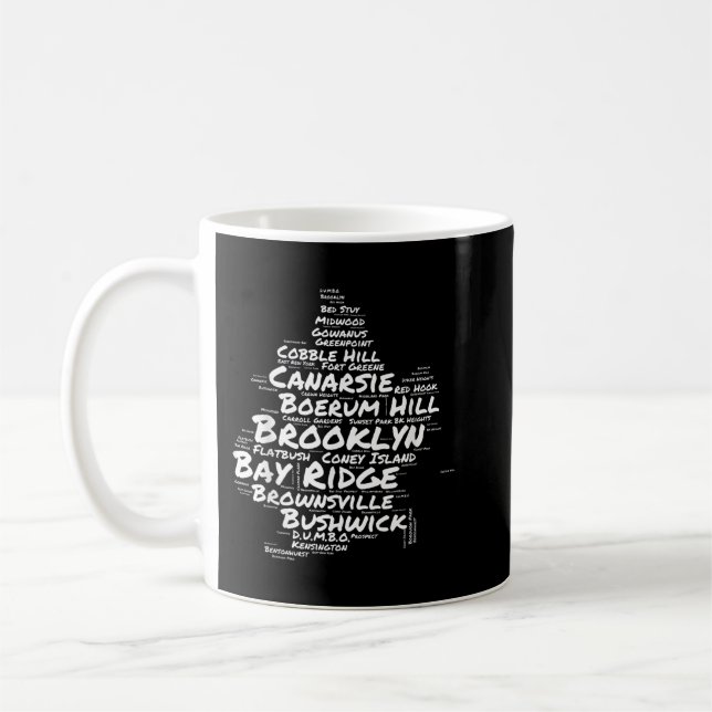 Taza De Café Barrios de Nueva York en Brooklyn, Word Cloud Broo (Izquierda)