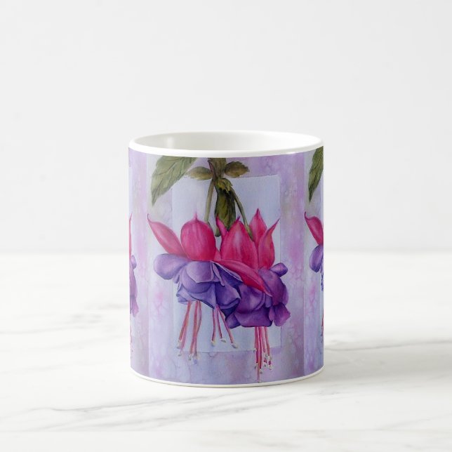 TAZA DE CAFÉ BARRO CLÁSICO DE FUSCHIA ROSA Y PURPLE (Centro)