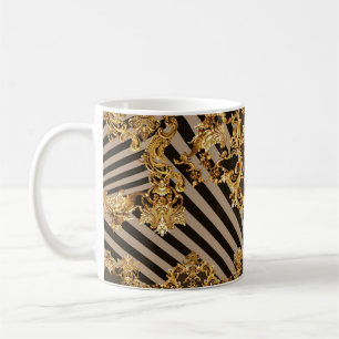 Taza De Café Barroco dorado: diseño de patrones geométricos