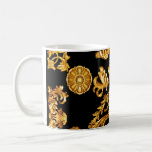 Taza De Café Barroco dorado, elementos ornamentales.