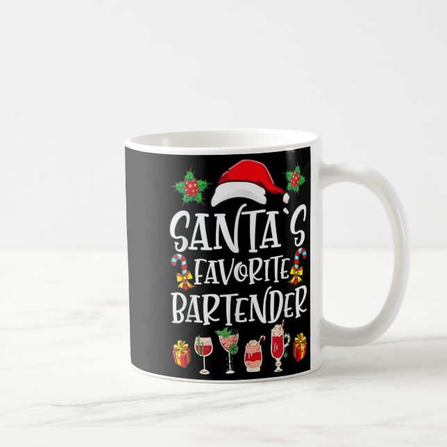 Taza De Café Bartender Xmas Gift Santa's Favorite Bartender Chr (Derecha)