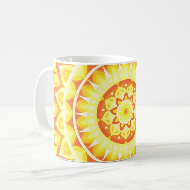 Taza De Café Base amarilla Mandala Mug (Anverso izquierdo)