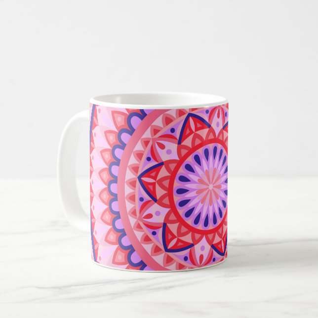 Taza De Café Base rosa Mandala Mug (Anverso izquierdo)